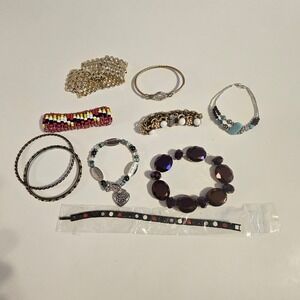 Bracelet Lot Mixed Styles Gold Tone Beaded Charm Statement Magnetic Womens